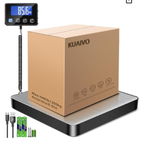 Báscula de envío, báscula postal digital de alta precisión de 440 lbs/0.35 oz con función de retención/tara, báscula de envío para pequeñas empresas, paquetes, equipaje, uso doméstico, batería