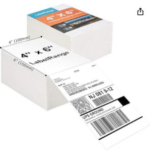 Etiquetas de Envío Térmico Directo de 4»X6» (1000 Etiquetas Plegables en Abanico de 4×6) – Etiquetas de Franqueo con Adhesivo Permanente – Grado Comercial – Compatible con LabelRange